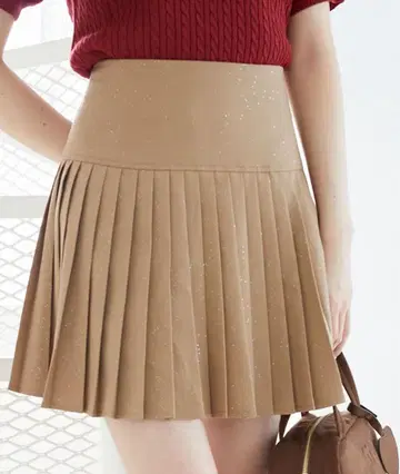 마제스틱 레곤 플리츠 스커트 베이지