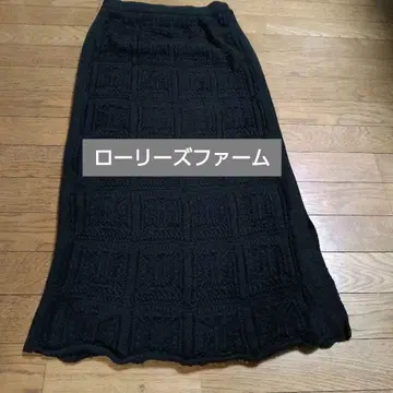 로리즈팜 오픈 워크 니트 스커트 블랙