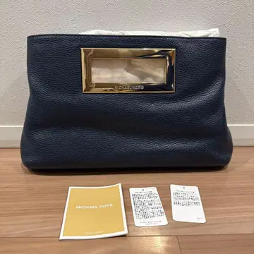 MICHAEL KORS 클러치백 가죽 x 골드 네이비