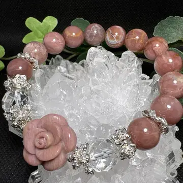 피몬타이트 미니 장미 핑크 아라샨 마노 수정 팔찌