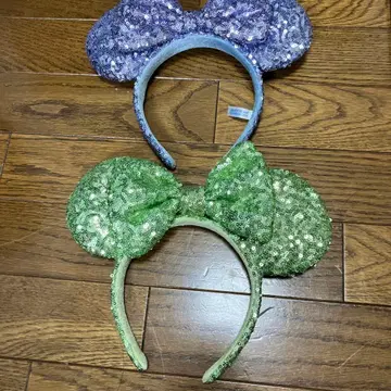 스팽글 머리띠 보라색과 그린 세트