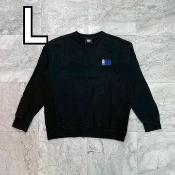 NBA 트레이닝복 남성용 L 블랙 자수 로고 리브 소매 맨투맨