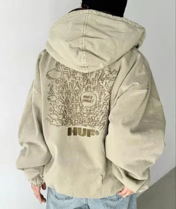 HUF(허프)/루즈핏 워크 후데트 자켓 데님 자켓