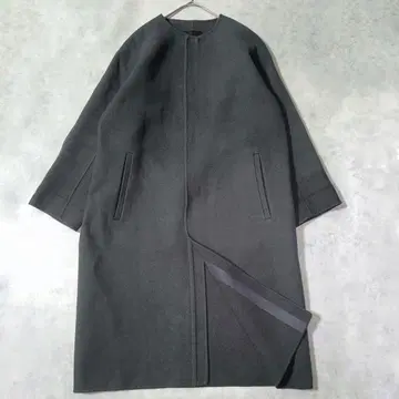 드로어 멜톤 노카라 코트 롱 캐시미어 혼방 케누키 그레이