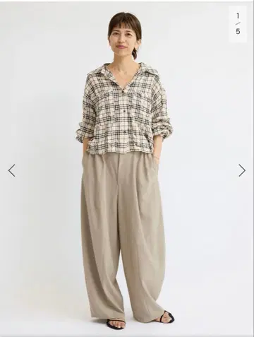 IENA 셔링 체크 숏 셔츠