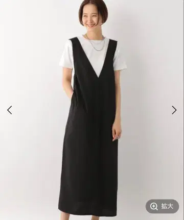 슬리브리스 롱 원피스 블랙 V넥