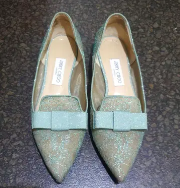 지미추 갈라 민트 그린 플랫슈즈 39.5