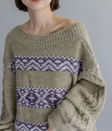 mystic 자카드 크루 V 니트