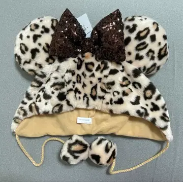 [숨겨진 미키 다수] 새상품 디즈니 미니 팬캡 레오파드 무늬 브라운