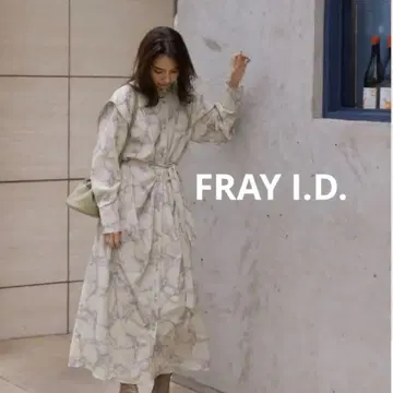 FRAY ID 프레이 아이디 롱 기장 마블 패턴 블라우스 원피스