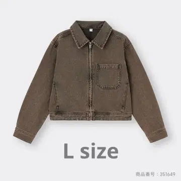 GU 데님 집업 블루종 L 브라운