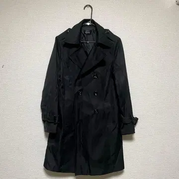 블랙 더블 브레스트 트렌치코트 LL