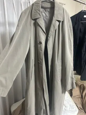 그레이 트렌치코트 코튼 혼방