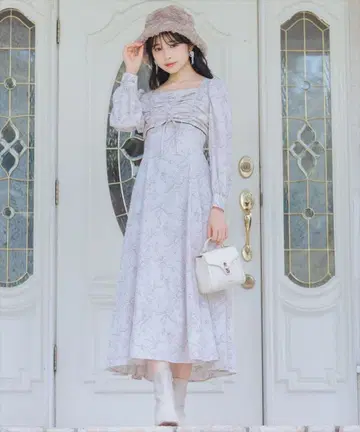 윌 셀렉션 플라워 프린트 개더 플레어 원피스