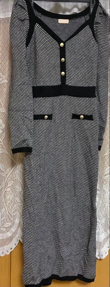 리젝시 바이어스 트위드 니트 원피스