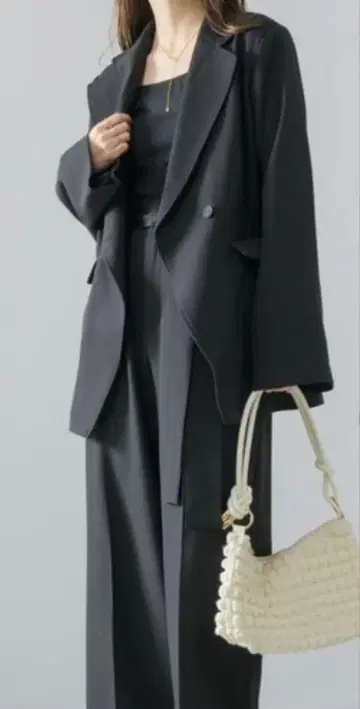 컷 슬리브 테일러드 자켓 허리 리본 벨트 스트랩