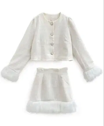 grl 트위드 퍼 자켓 셋업