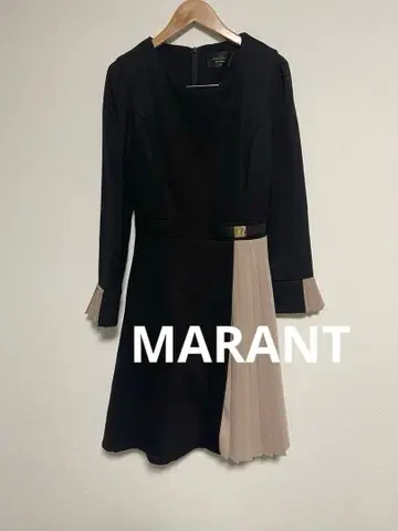MARANT 바이컬러 절개 플리츠 포멀 원피스 S