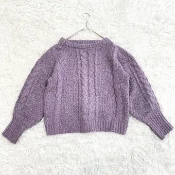 마제스틱 레곤 니트 스웨터 케이블 짜임 M 퍼플 계열 성숙/러블리