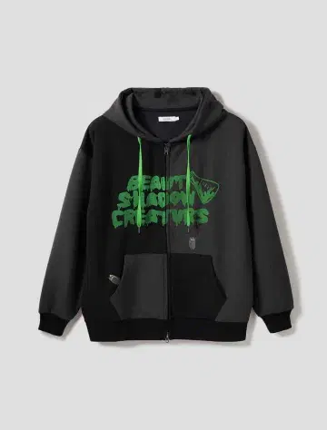뷰티풀 섀도우 크리처 분또 빅 실루엣 지퍼 후드티