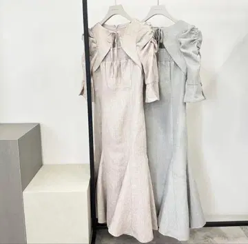 Anmille 트위드 프론트 머메이드 OP 핑크