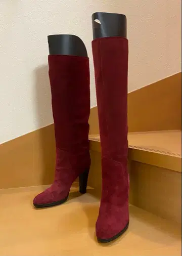 세르지오 로시 롱 부츠 스웨이드 보르도 이탈리아제