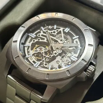[ 새상품급 ] FOSSIL 손목시계 자동 와인딩 스켈레톤 실버 작동품
