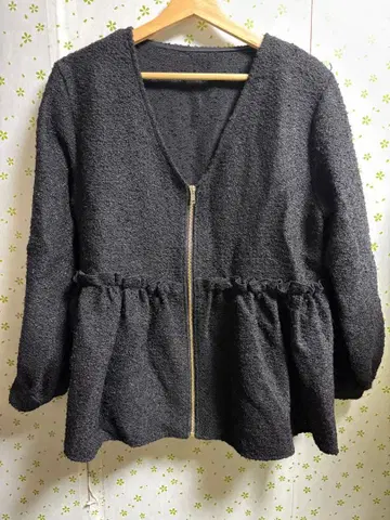 3L 사이즈 블랙 노카라 티어드 자켓