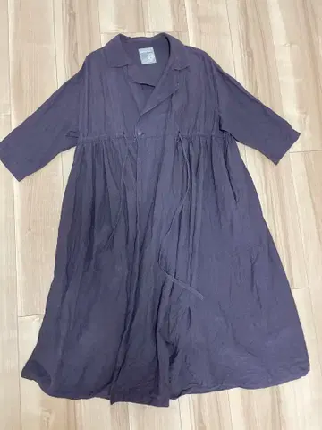 HARUMI HIYAMA 버건디 린넨 코트