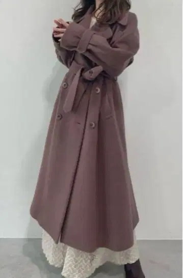 cocodeal 울 트렌치 디자인 롱 코트 로즈 브라운