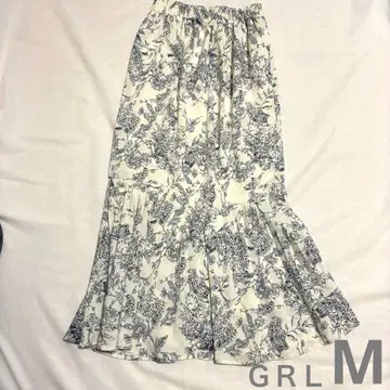 GRL 꽃무늬 플리츠 절개 머메이드 스커트 M 청량함 하늘하늘