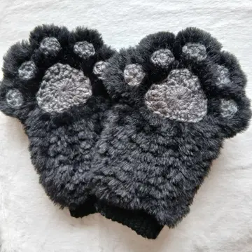 고양이 손 발바닥 암워머 핸드워머 크로셰 뜨개질 블랙