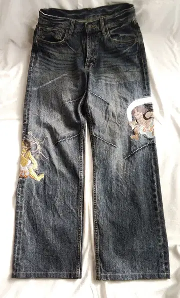 풍신뇌신 데님 스트레이트 청바지