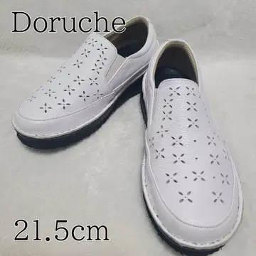 [ Doruche ] 소가죽 펀칭 슬립온 로퍼 화이트 21.5cm 3E