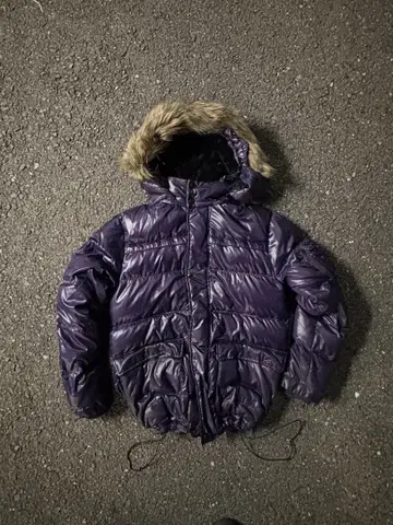 퍼플 퍼 다운 자켓