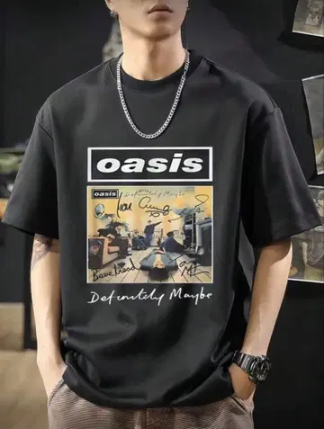 oasis 프린트 블랙 T셔츠