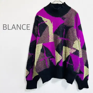 BLANCE 블랑 스웨터 올 패턴 빈티지풍 라메 믹스 일본제