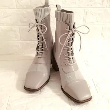 ORiental TRaffic 스트레치 니트 절개 레이스업 미들 부츠