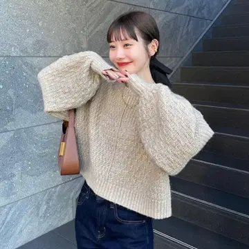 hinari 패치워크 디자인 MIX 니트 베이지 택 포함 미개봉 새상품