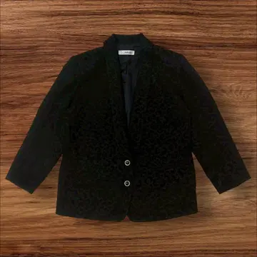 레오파드 무늬 테일러드 자켓 블랙