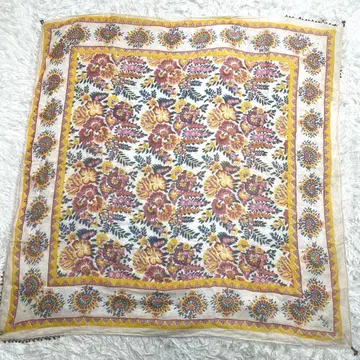 에스닉풍 비즈 장식 대형 스카프 꽃무늬 보타니컬 인도 아시안 민족