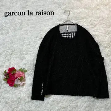 garcon la raison 긴팔 상의 하운드투스 체크 패턴 무지 블랙