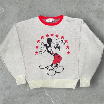 70s 빈티지 USA제 미키 니트 짧은 기장 박스 Disney