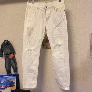 유나이티드 애로우즈 화이트 데미지 데님 팬츠