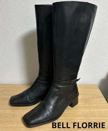 미사용급 벨플로리 부츠 천연 가죽 블랙