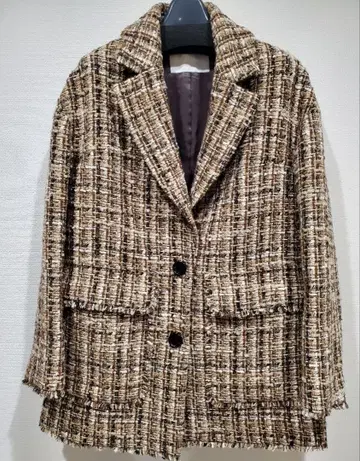 Ballsey 라메 믹스 트위드 테일러 칼라 자켓 코트