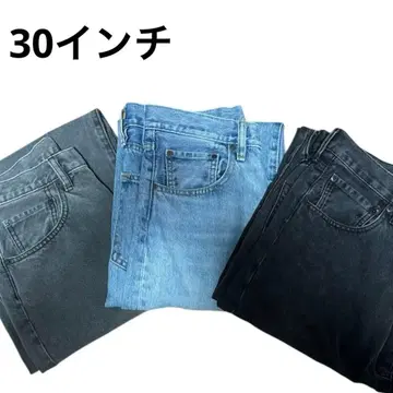 [ 3세트 ] GU 배기진 데님 팬츠 30인치