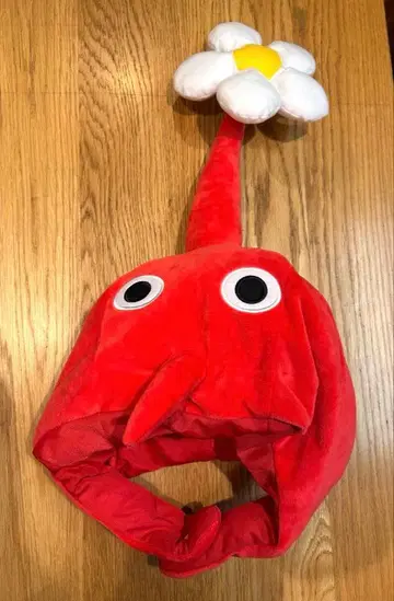 빨간 피크민 코스튬 모자