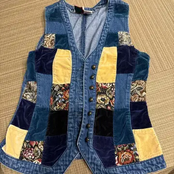 90s STEFANO 데님 패치워크 베스트