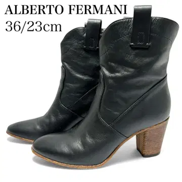 새상품급 알베르토 페르마니 36/23cm 숏부츠 페코스 가죽 블랙